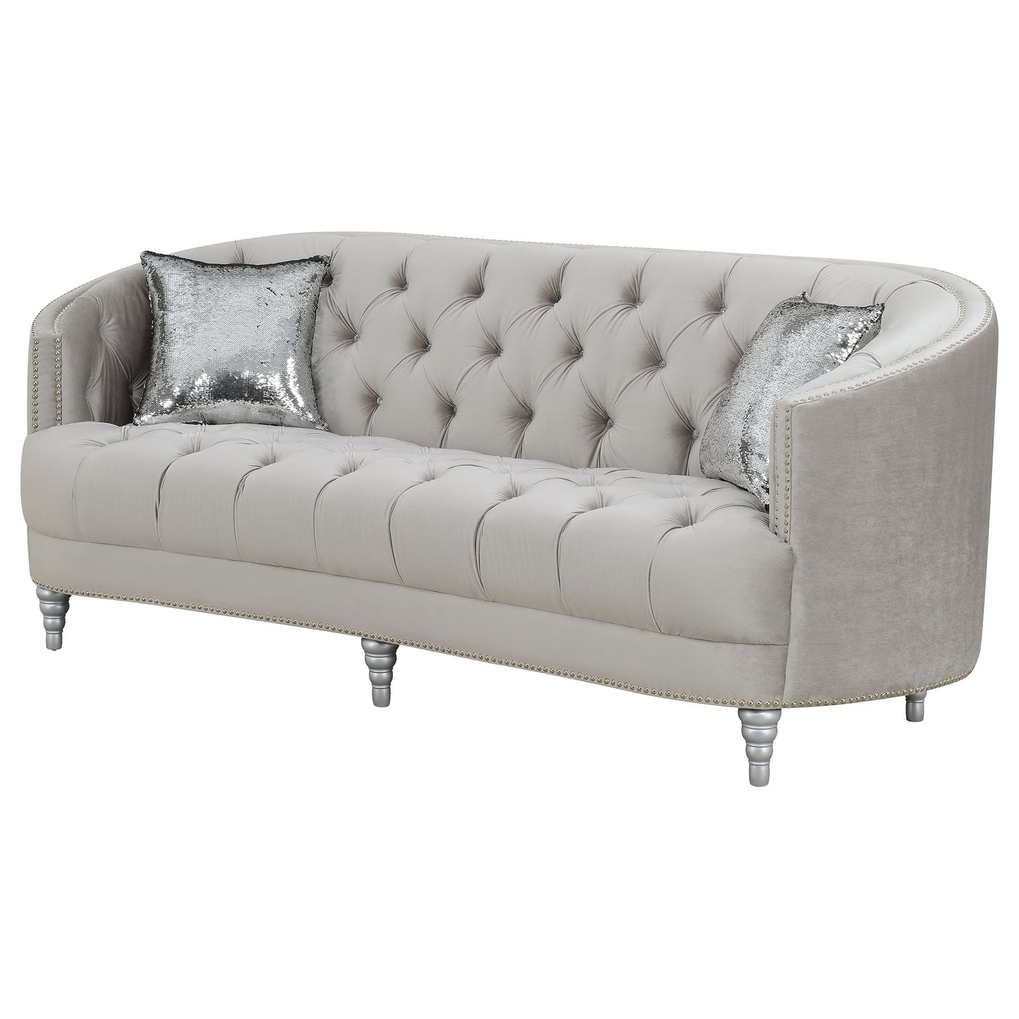 Avonlea Upholstered Sloped Arm Sofa Grey Velvet