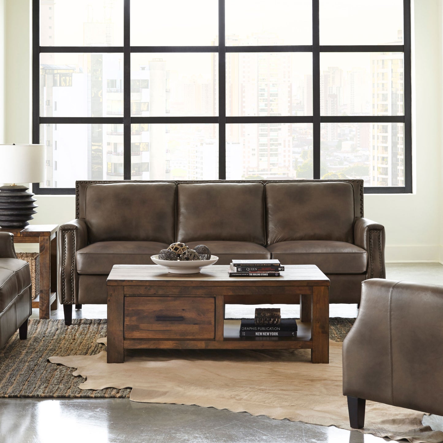 Leaton Upholstered Recessed Arm Sofa Brown Sugar