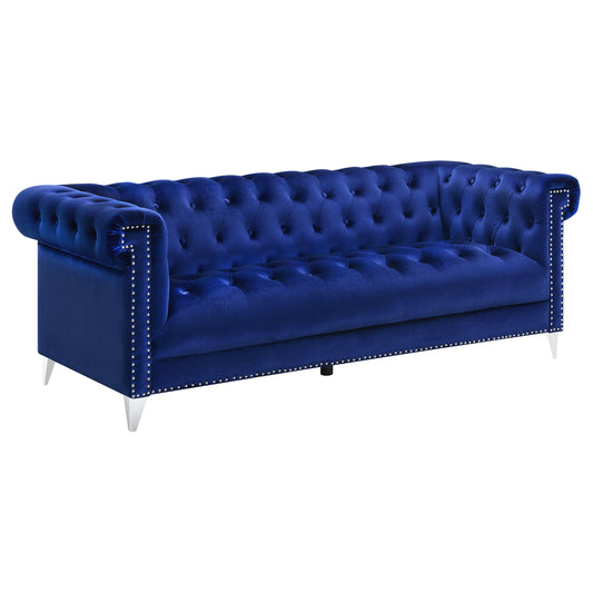 Bleker Upholstered Tuxedo Arm Tufted Sofa Blue