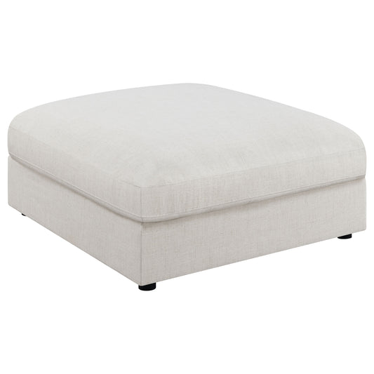 Serene Square Upholstered Ottoman Beige