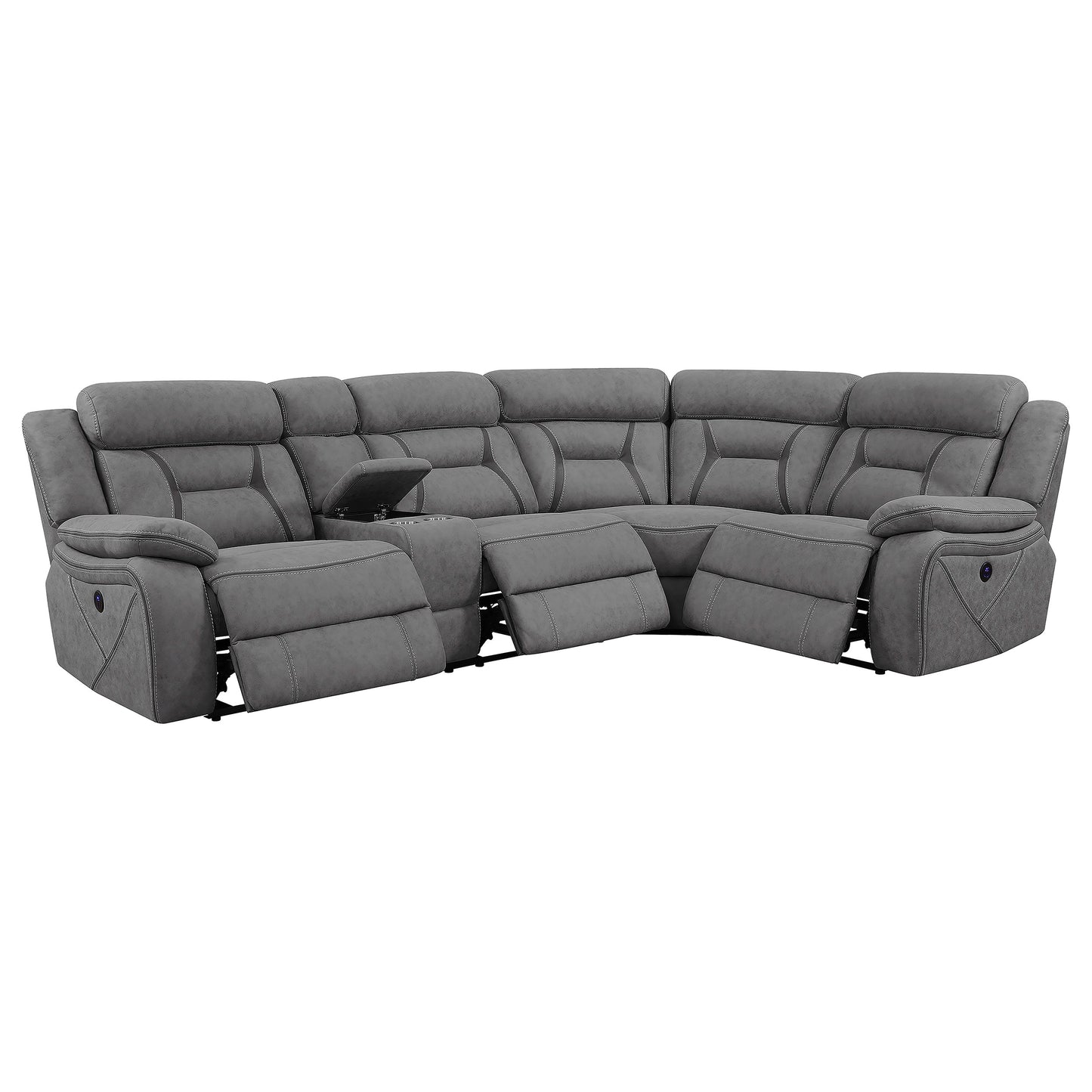 Higgins Upholstered Power Reclining Sectional Sofa Grey