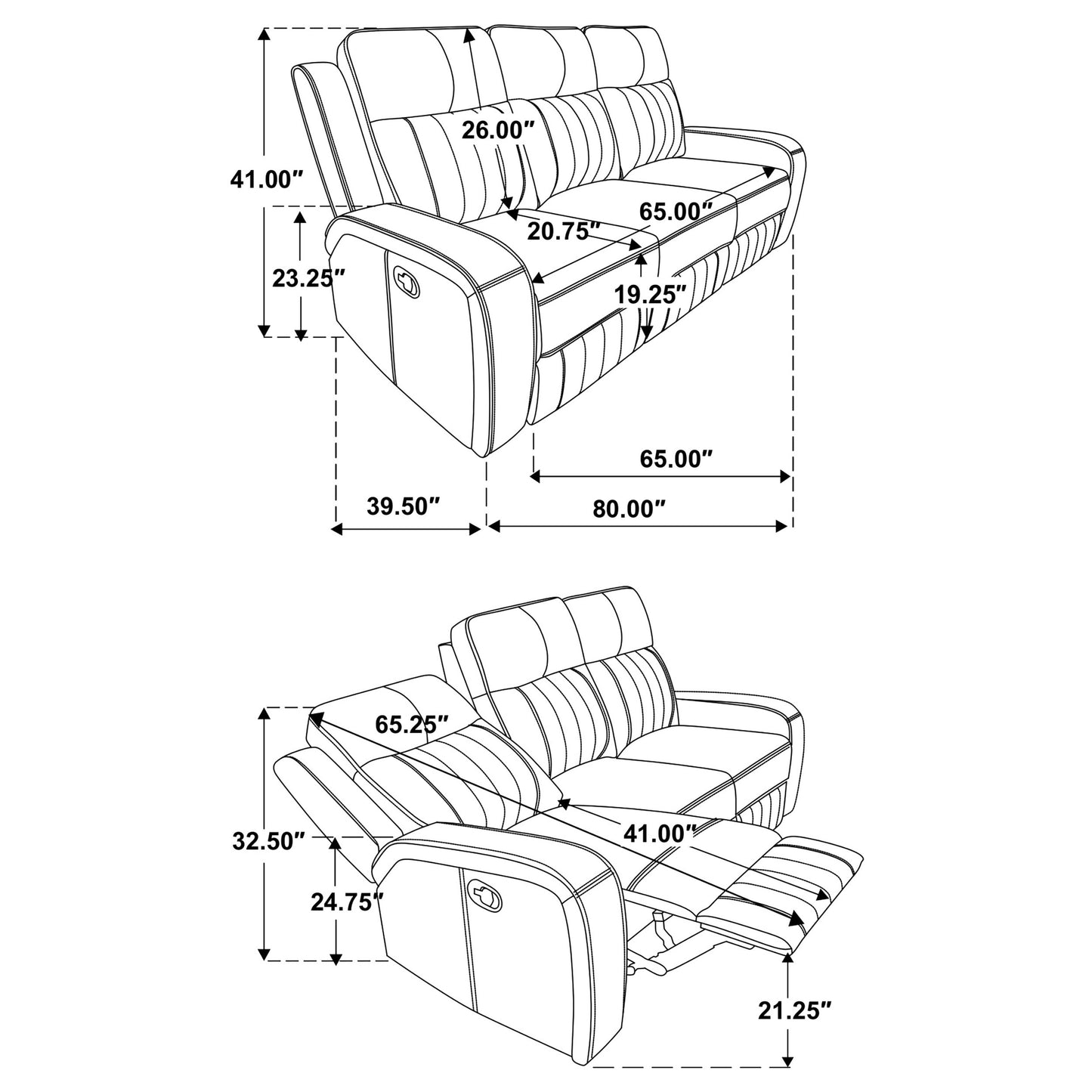 Raelynn Upholstered Track Arm Motion Sofa Grey