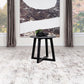 Skylark Round Marble-like SmartTop Side End Table Black