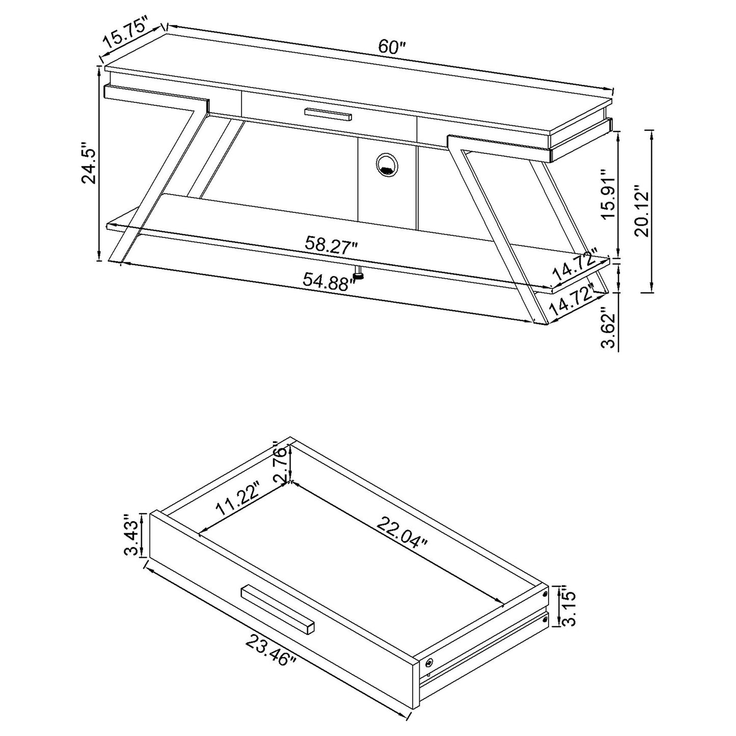 Marcia 1-drawer Wood 60" TV Stand White High Gloss