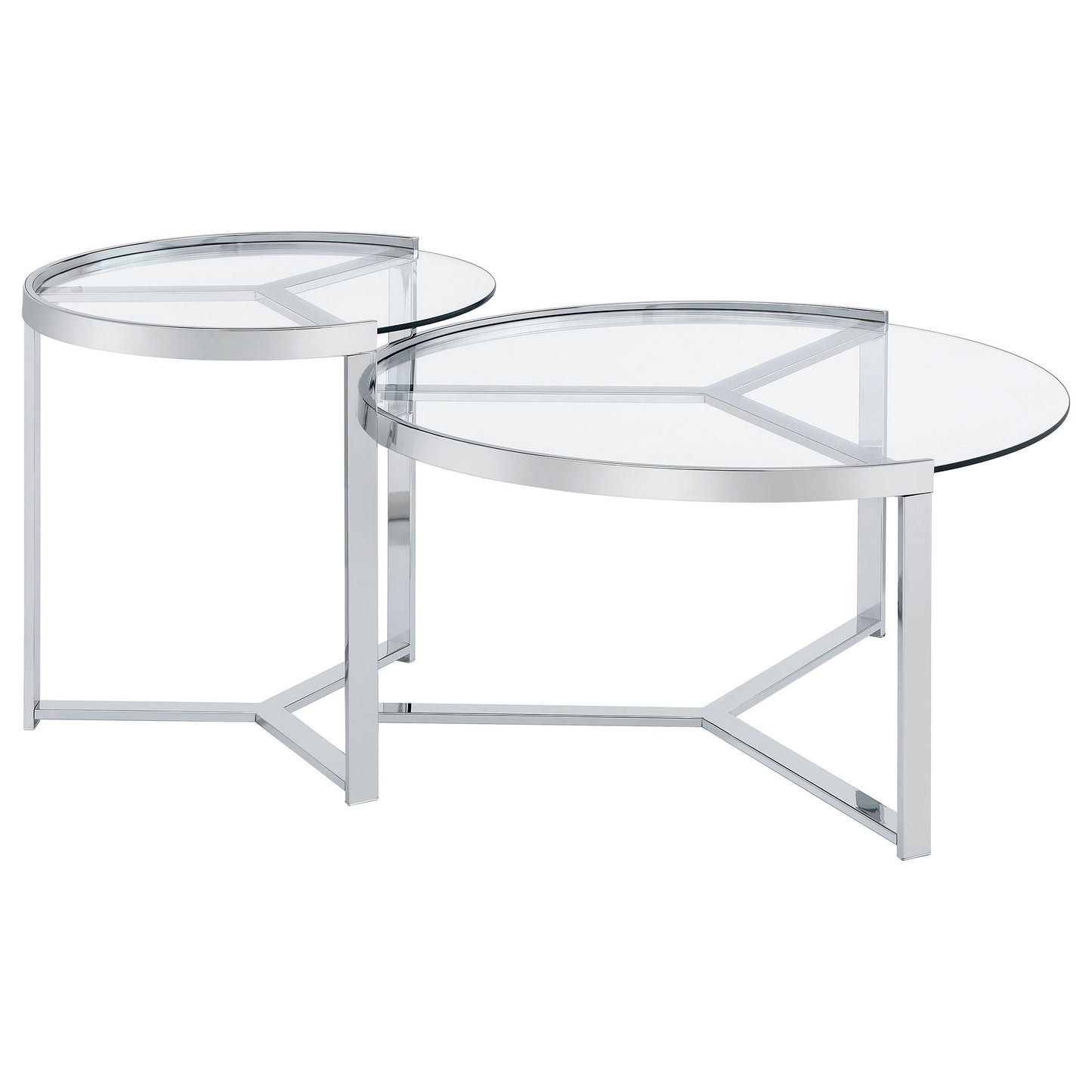 Delia 2-Piece Round Glass Top Nesting Coffee Table Chrome