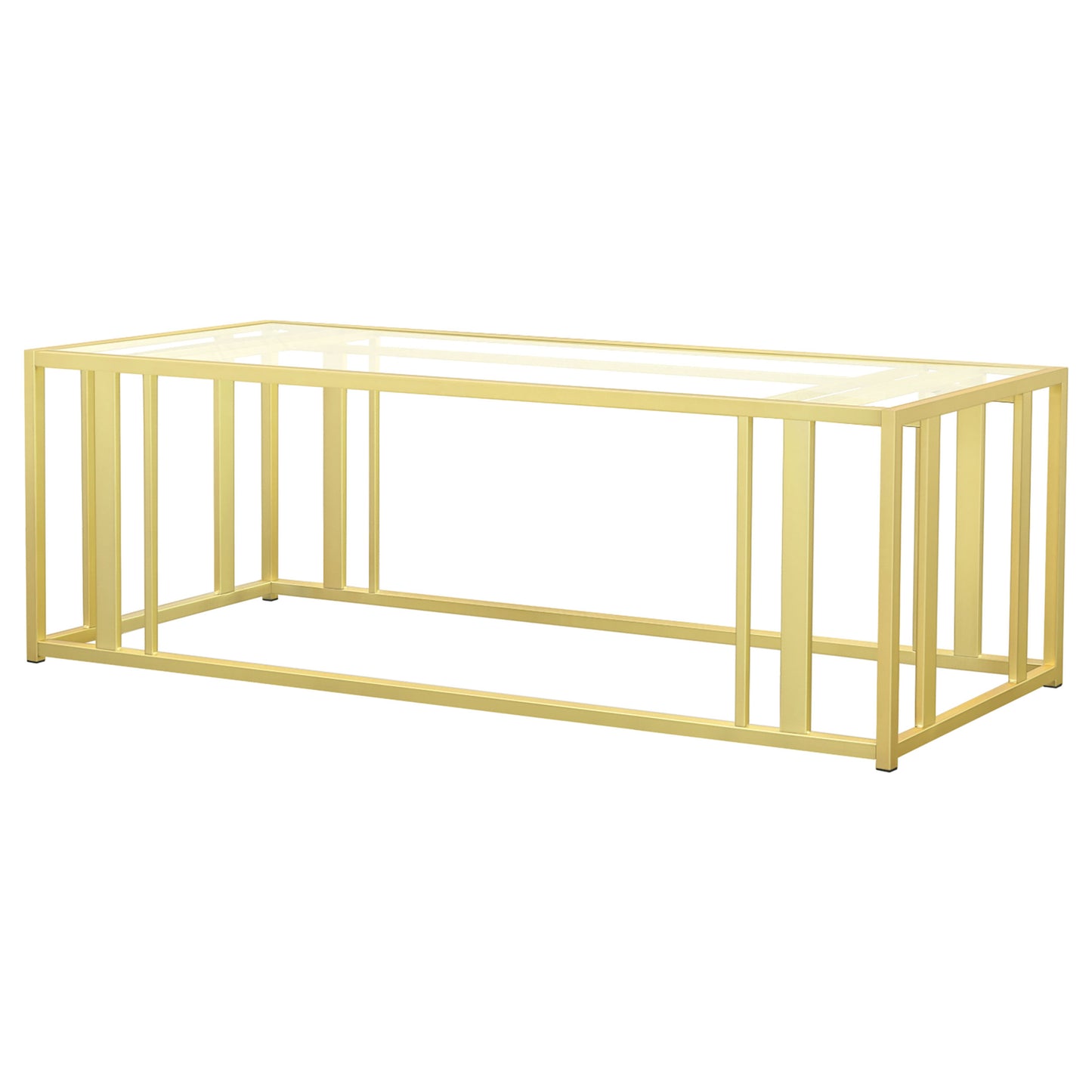 Adri Rectangular Glass Top Coffee Table Matte Brass