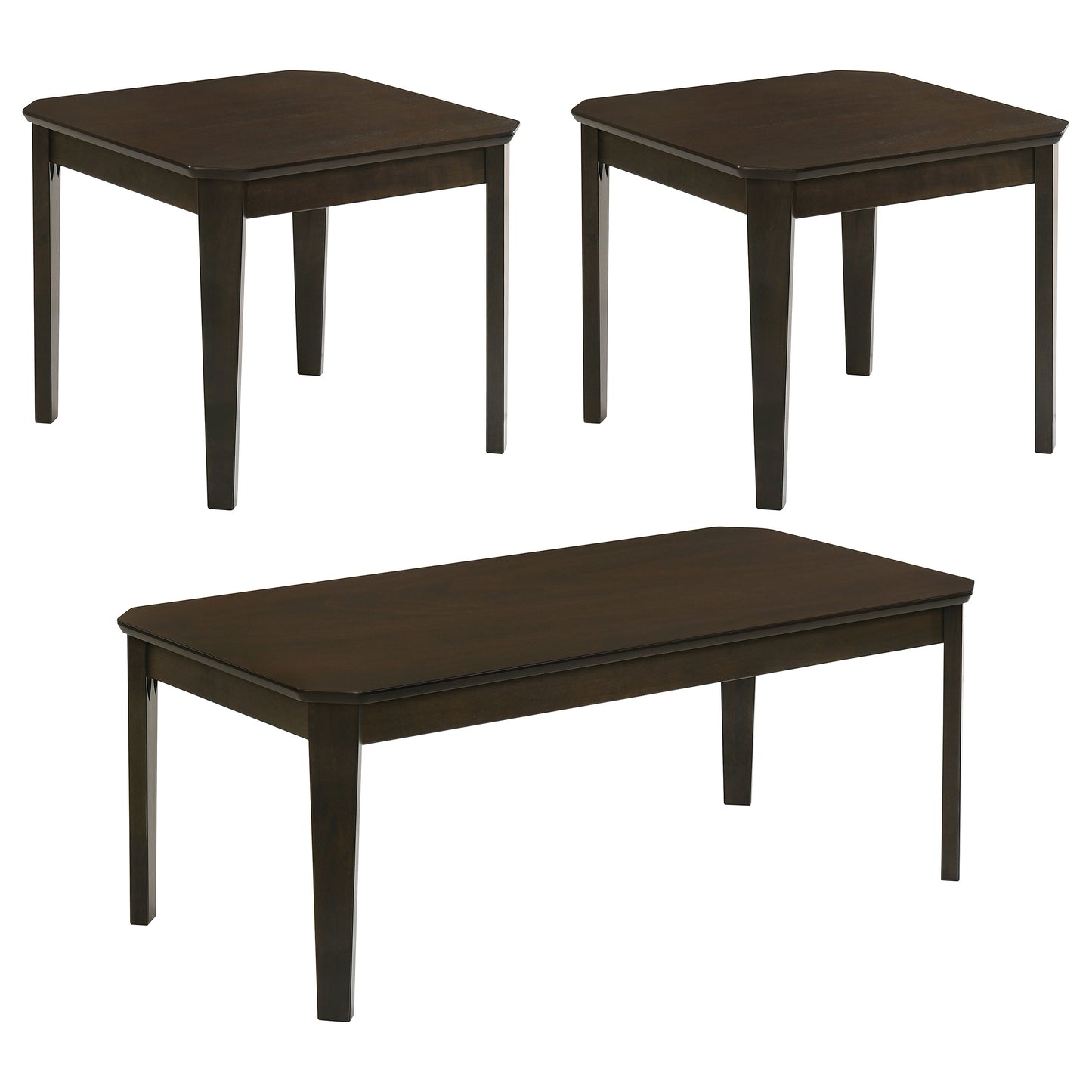 Amaro 3-piece Coffee and End Table Set Dark Brown