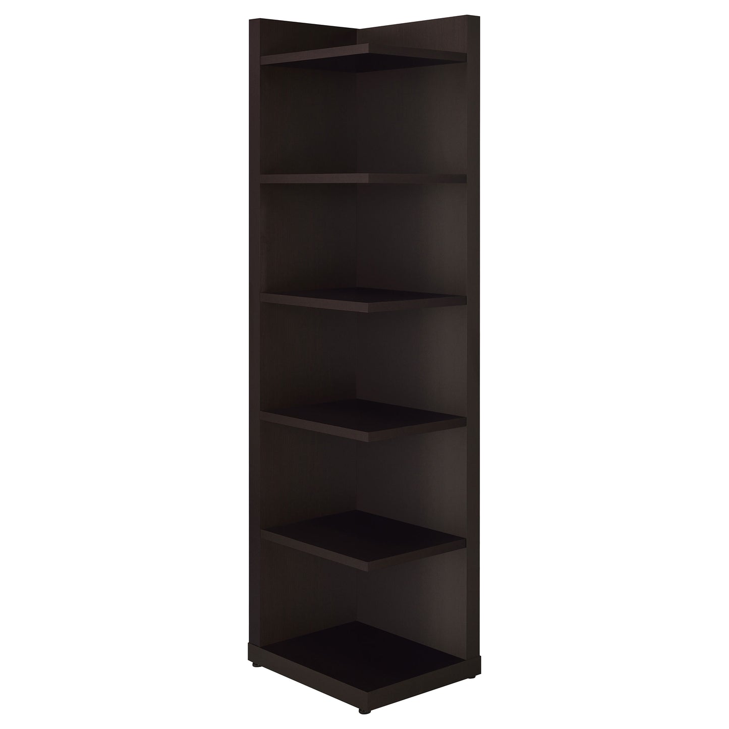 Alder 71-inch 6-shelf Corner Bookcase Cappuccino