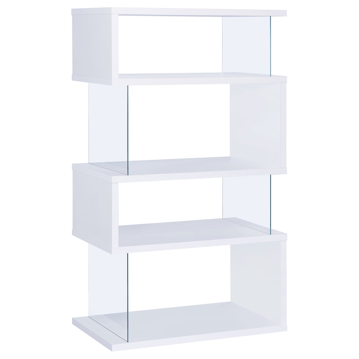 Emelle 63-inch 4-shelf Glass Panel Bookshelf White