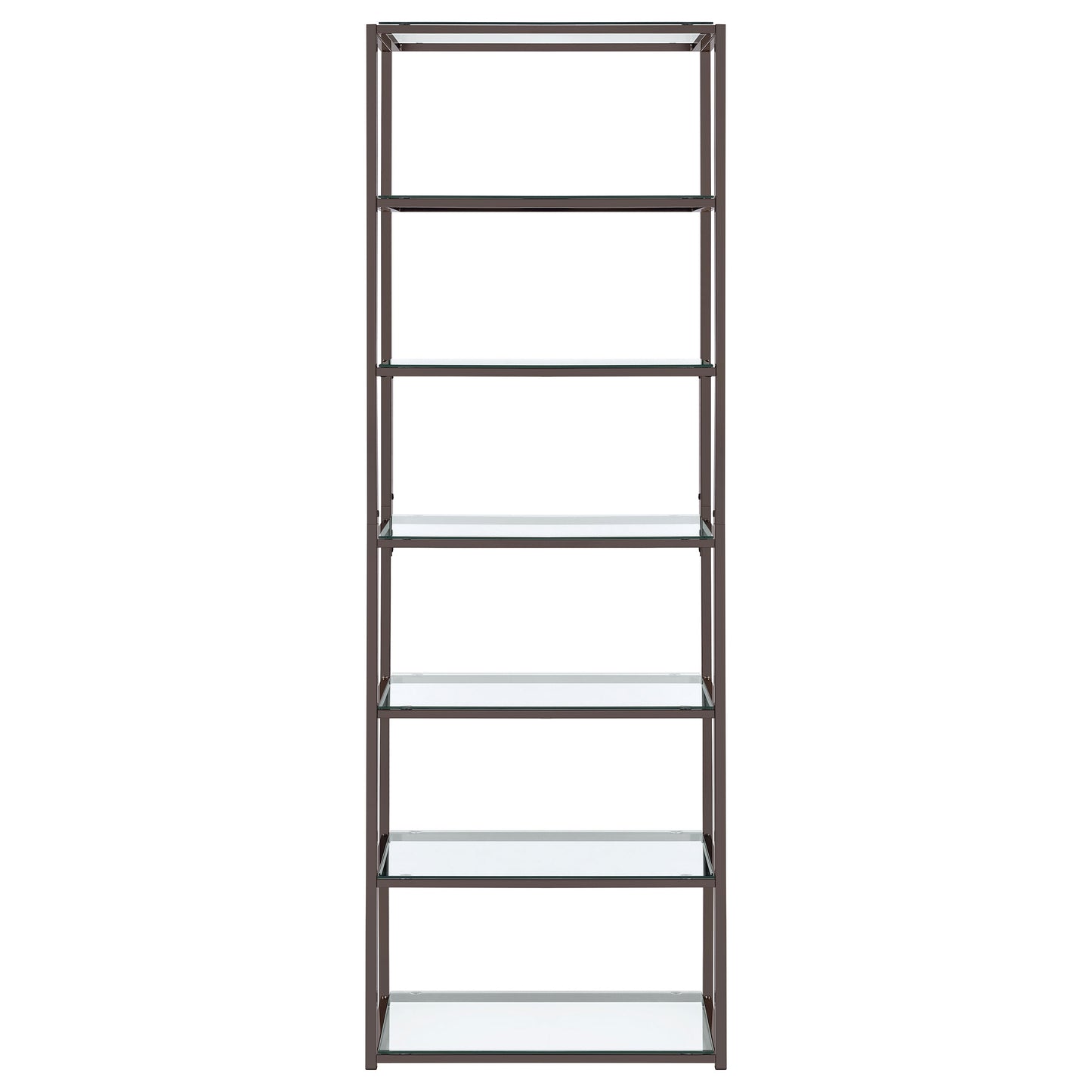 Kate 78-inch 5-shelf Glass Bookshelf Black Nickel