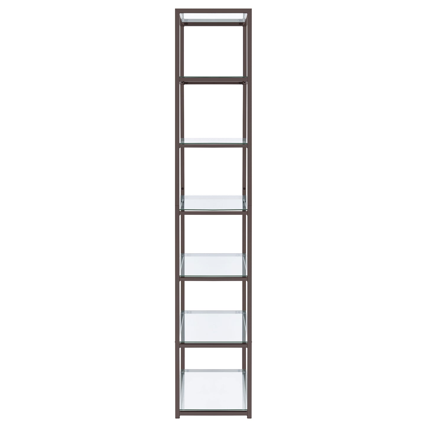 Kate 78-inch 5-shelf Glass Bookshelf Black Nickel