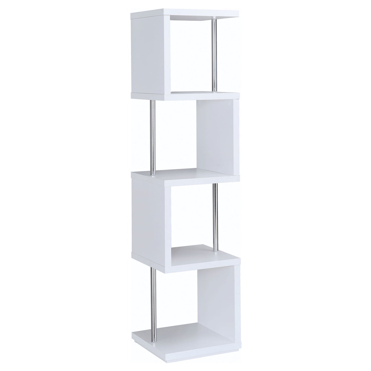 Baxter 67-inch 4-shelf Bookshelf White and Chrome