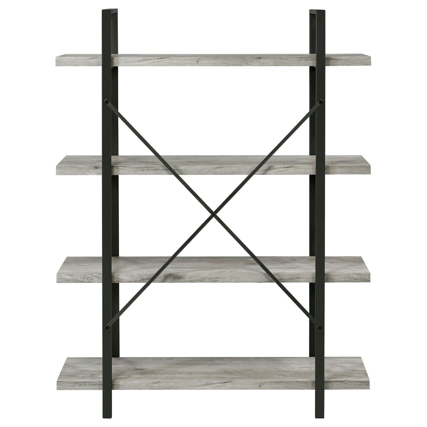 Cole 55-inch 4-shelf Bookshelf Grey Driftwood and Gunmetal