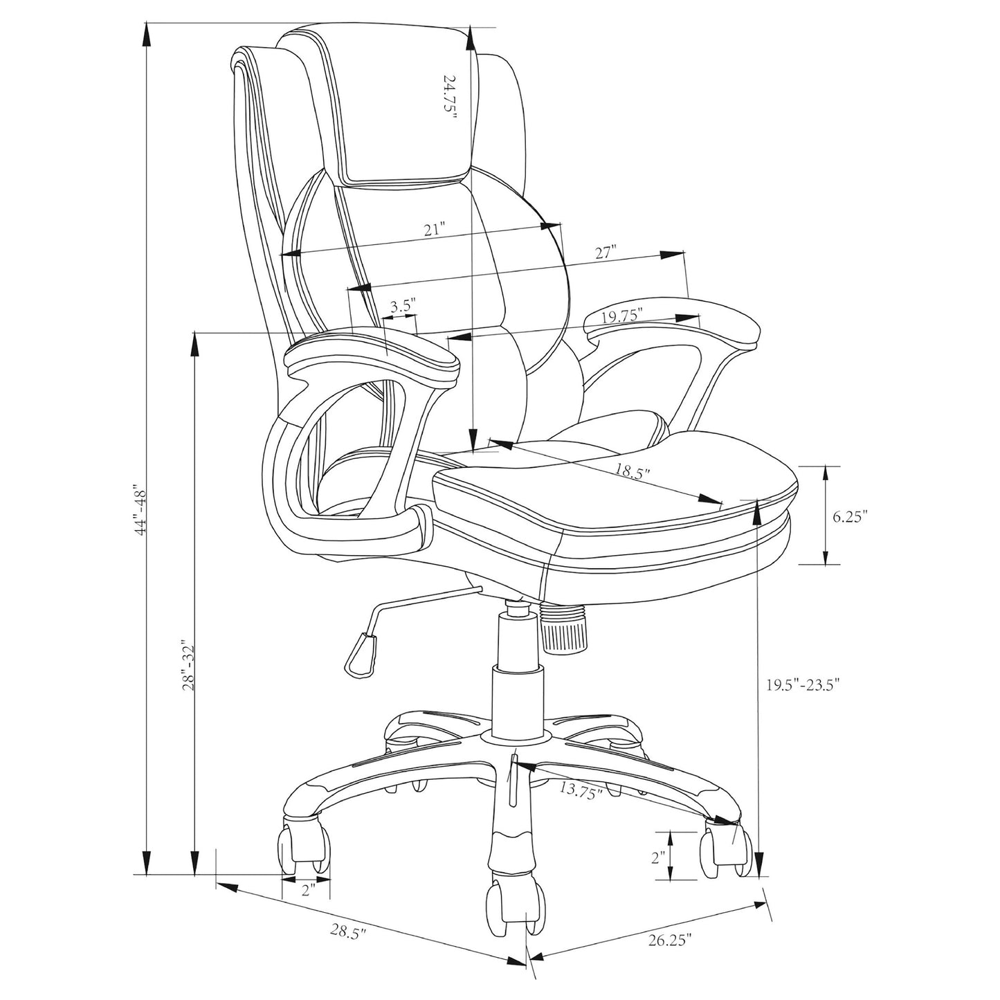 Nerris Upholstered Adjustable Home Office Desk Chair Grey