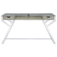 Emelle 56-inch Glass Top Writing Desk Grey Driftwood