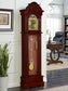 Diggory Grandfather Clock with Adjustable Chime Brown Red