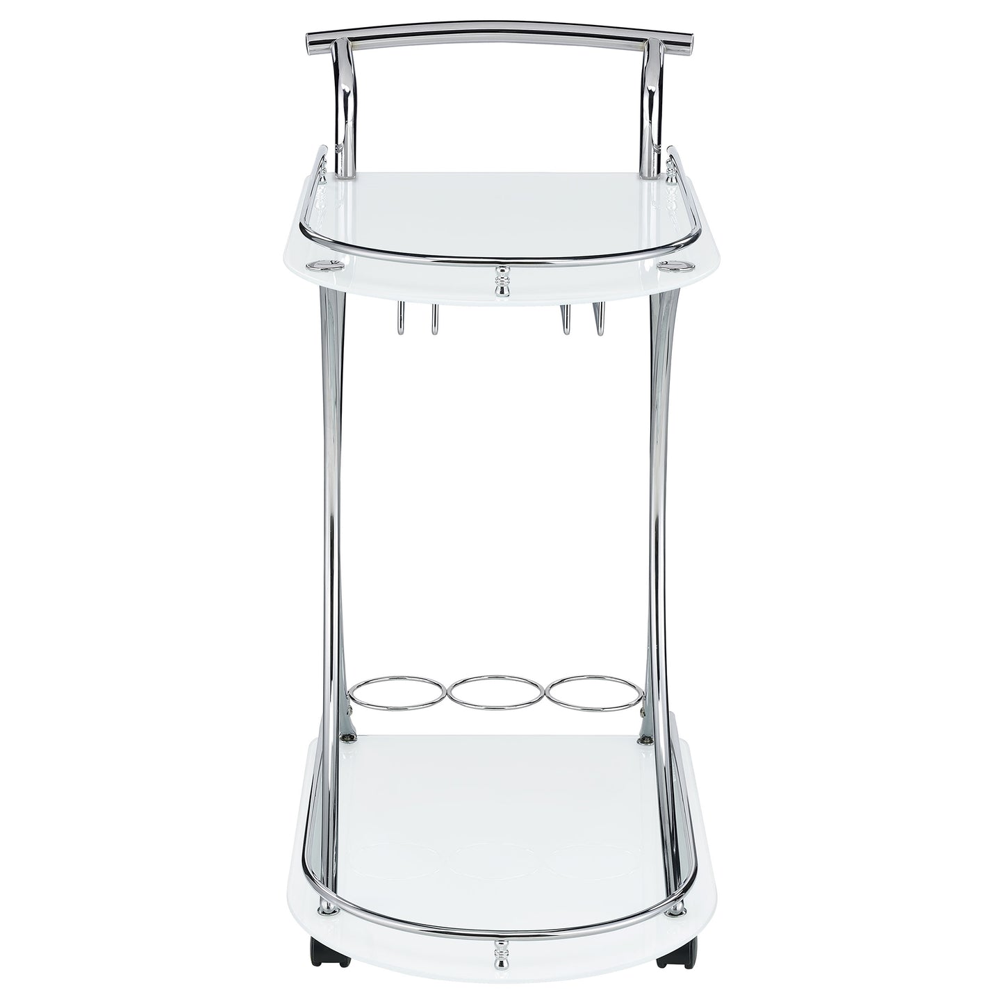 Elfman 2-tier Glass Shelf Metal Bar Cart White and Chrome