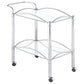 Shadix 2-tier Rectangular Glass Shelf Metal Bar Cart Chrome