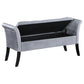 Farrah Velvet Upholstered Rolled Arm Storage Bench Silver