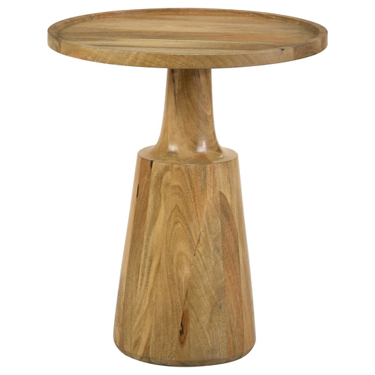 Ixia Round Solid Mango Wood Accent Side Table Natural