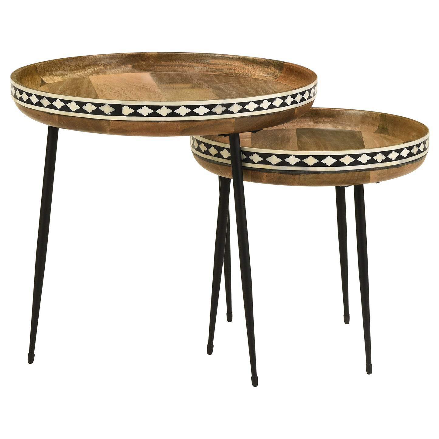 Ollie 2-piece Solid Wood Bone Inlay Nesting Table Natural