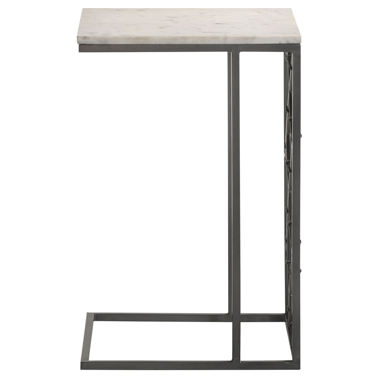 Angeliki Marble Top C-Shape Sofa Side Table Gunmetal