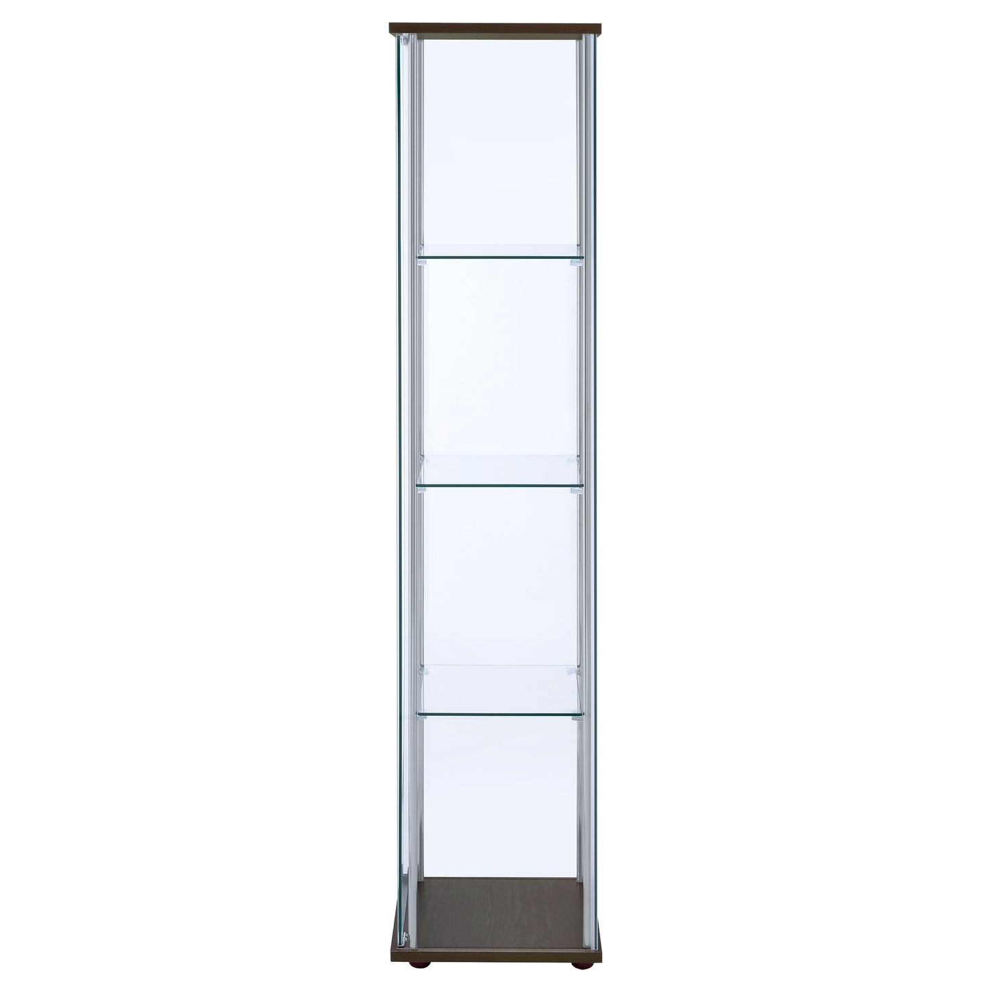 Bellatrix 4-shelf Clear Glass Curio Cabinet Cappuccino