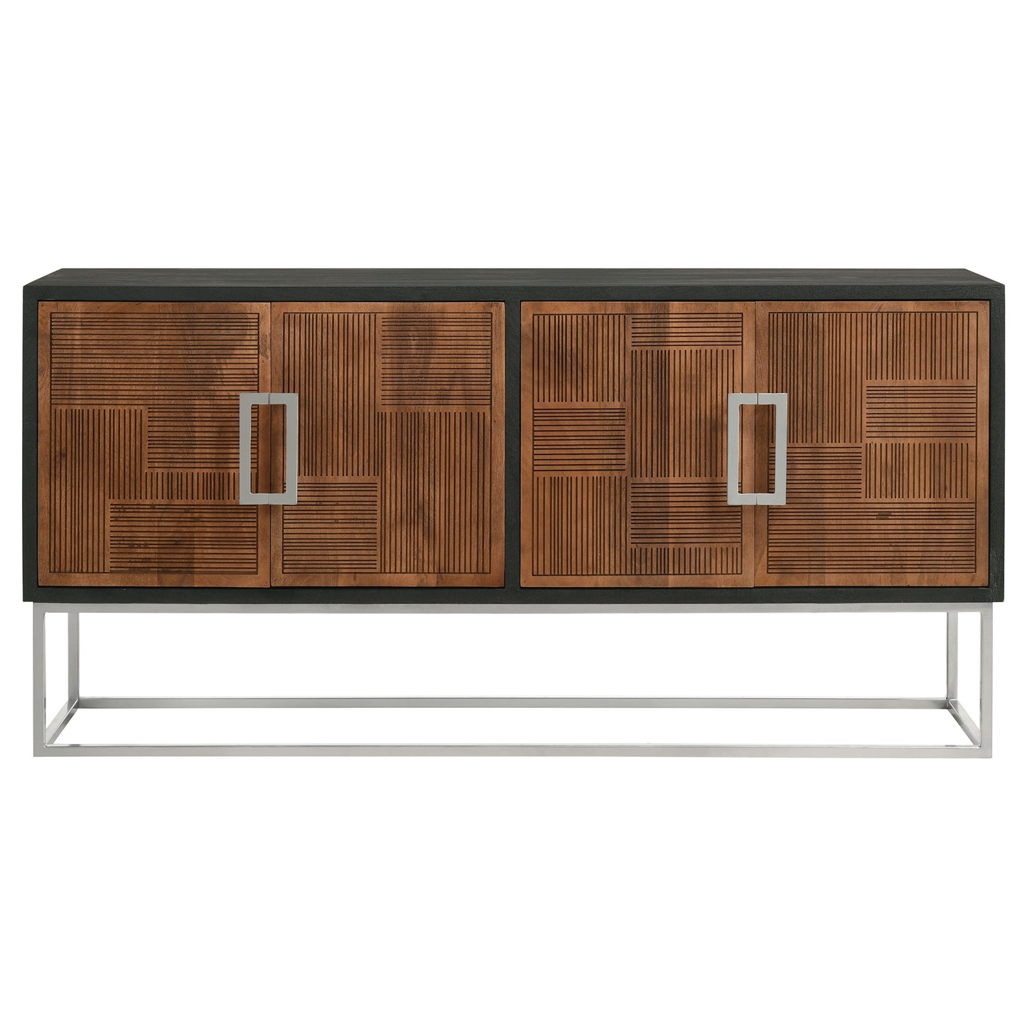 Borman 4-door Wood Accent Cabinet Walnut and Black