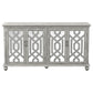 Melanie 4-door Wood Trellis Accent Cabinet Distressed White