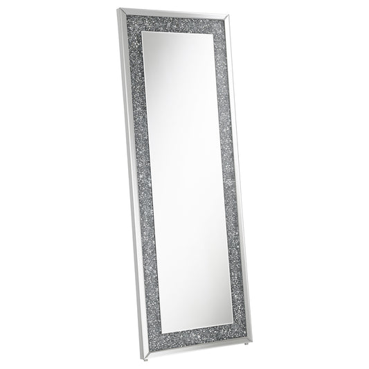 Valerie 24 x 63 Inch Acrylic Crystal Floor Mirror Silver